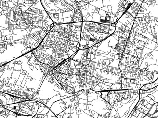 Vector road map of the city of Sosnowiec in Poland with black roads on a white background.