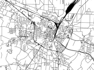 Fototapeta na wymiar Vector road map of the city of Tarnowskie Gory in Poland with black roads on a white background.