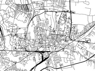 Fototapeta na wymiar Vector road map of the city of Tarnow in Poland with black roads on a white background.