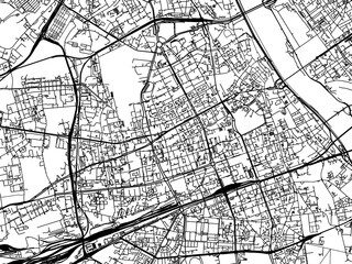 Vector road map of the city of Wola in Poland with black roads on a white background.