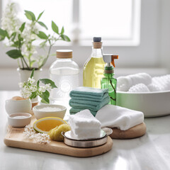 Obraz na płótnie Canvas Combatting Bathroom Mold Naturally A Guide to Using Eco-Friendly and Effective Cleaning Solutions for Home Hygiene