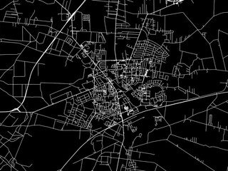 Vector road map of the city of Belchatow in Poland with white roads on a black background.