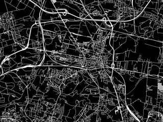 Vector road map of the city of Bytom in Poland with white roads on a black background.