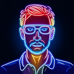 Man with glasses in neon lights