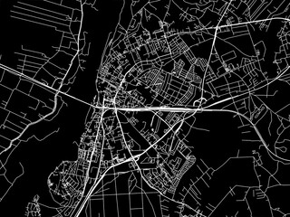 Vector road map of the city of Grudziadz in Poland with white roads on a black background.