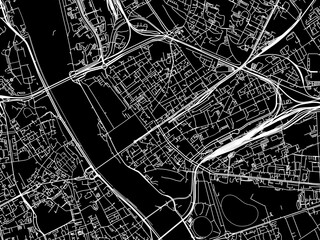 Vector road map of the city of Praga Polnoc in Poland with white roads on a black background.