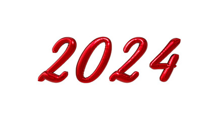  red balloons happy new year 2024, 3d render new year 2024 illustration, transparent