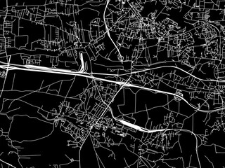 Vector road map of the city of Ruda Slaska in Poland with white roads on a black background.