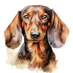 Expressive Watercolor Dachshund Portrait - Canine Art