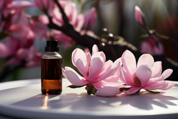 Spa composition with essential oil and Magnolia flowers
