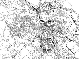 Vector road map of the city of Chernivtsi in Ukraine with black roads on a white background.