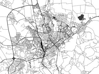 Fototapeta na wymiar Vector road map of the city of Chernihiv in Ukraine with black roads on a white background.