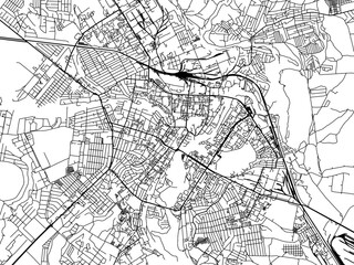 Vector road map of the city of Sumy in Ukraine with black roads on a white background.