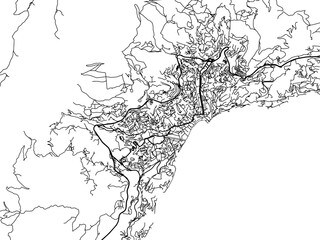 Obraz premium Vector road map of the city of Yalta in Ukraine with black roads on a white background.