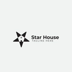 House and Star Logo design simple and minimal