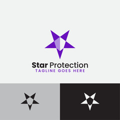 Star and Protection Shield logo design icon simple and minimal