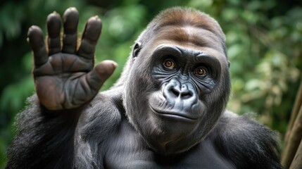 Happy gorilla pleased to welcome you.