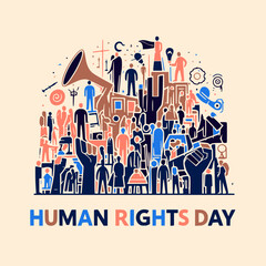 Raising Our Voices: International Human Rights Day Artwork, December 10 Celebration, Editable Concept illustration Vector
