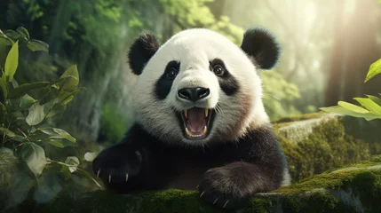 Fototapete Happy panda pleased to welcome you. © vlntn