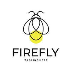 Firefly line art Logo Vector simple Icon Template design