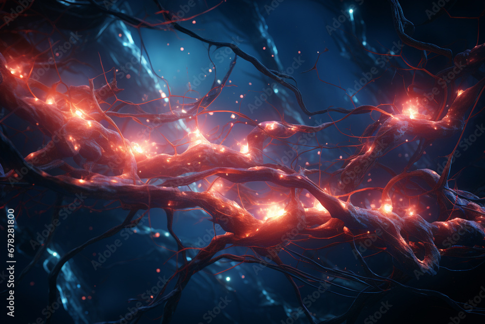 Wall mural neurons connecting and transmitting information.