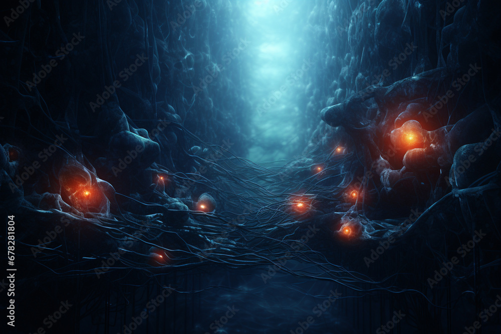 Wall mural neurons connecting and transmitting information.