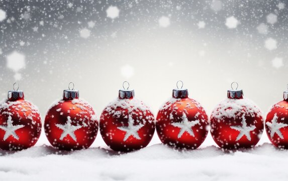 Red Christmas Ornaments created with Generative AI Technology, ai, generative