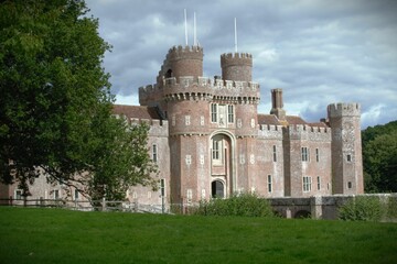 Beautiful view of a Herstmonceux Castle in England