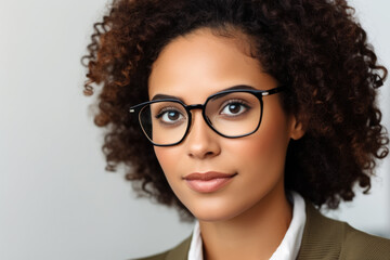 Woman with glasses posing for picture. Perfect for social media profiles and professional headshots