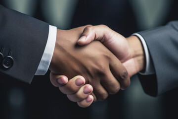 Two people shaking hands in close-up shot. This image can be used to depict business partnerships, teamwork, collaboration, or successful negotiations