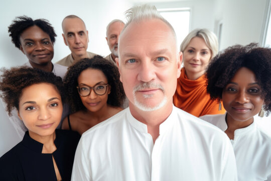 Picture of group of people standing next to each other. This image can be used to represent teamwork, community, diversity, or friendship. It is suitable for various projects and publications