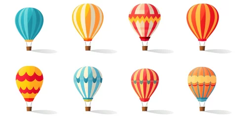 Papier Peint photo Montgolfière Set of hot air balloons flat vector illustration on pure white background