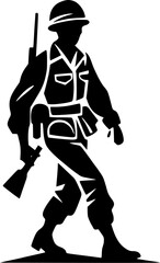 Soldier Silhouette War Military Vintage Outline Icon In Hand-drawn Style