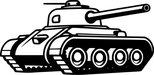 Tank War Military Vintage Outline Icon In Hand-drawn Style