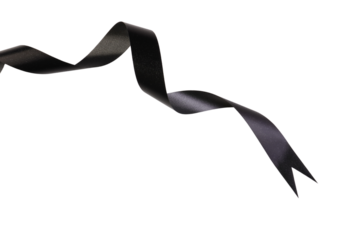 Black Ribbon Curls Isolated Background
