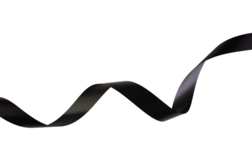 Black Ribbon Curls Isolated Background