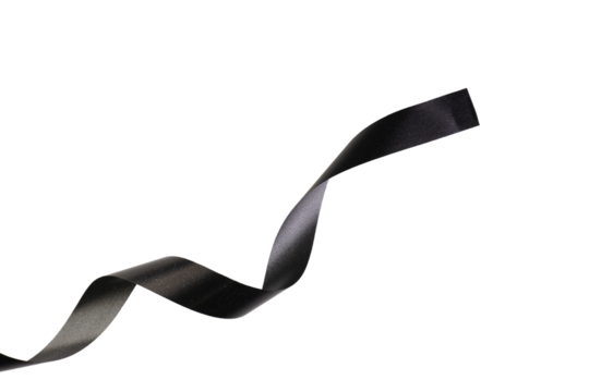 Black Ribbon Curls Isolated Background