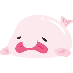 Psychrolutes marcidus Blobfish CUTE  cartoon hand drawn  