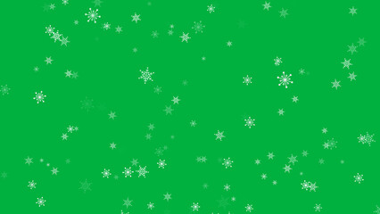 christmas and new year background with snowflakes on green screen, winter snow design element