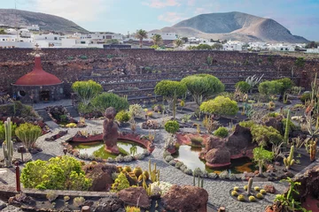Fototapete Kanarische Inseln Cactus garden on Lanzarote island that was designed by Cesar Manrique, Canary Islands, Spain