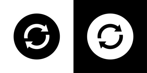 black and white round refresh reload sync icon vector design
