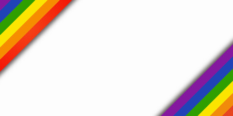 Abstract geometric red, orange, yellow, green, blue and purple ribbon lgbtq color isolated background. Lgbt Pride History Month color background with copy space for text. Vector illustration.