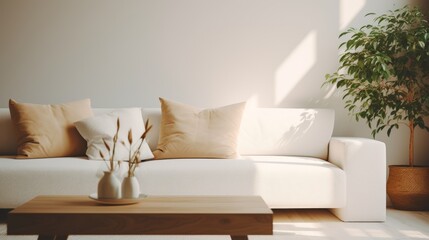 pillow sofa in living area closeup home interior design creative concept warm and cosy decorate contemporary house interior background beige sofa fabric furnish beautiful hose background