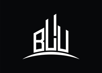 Letter BLU building vector monogram logo design template. Building Shape BLU logo.