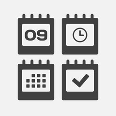 Icon page calendar - 9 day, agenda, timer, done