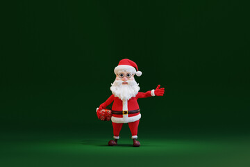 Cute cartoon Santa Claus. 3d render