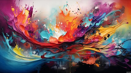 abstract, beautiful canvas artwork, stunning amazing detail, colorful, splash color, generated by AI