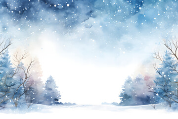 Winter season with Christmas tree and snow background.	