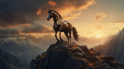 cavalo em alto de montanha 