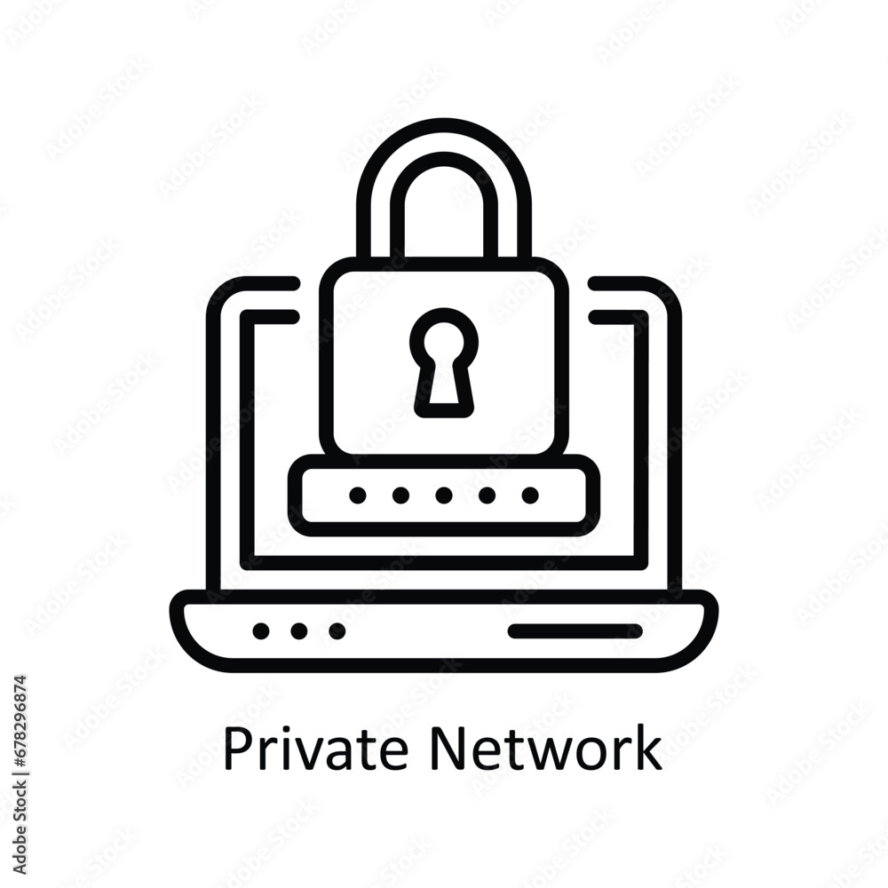 Poster private network vector outline icon design illustration. business and management symbol on white bac